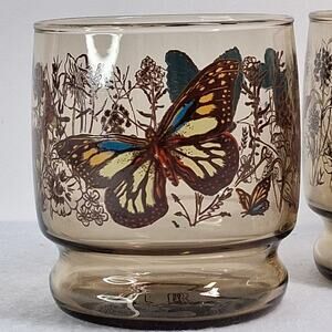 Vintage Butterfly Lowball Juice Glasses Tumblers Set of 4
